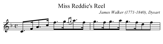 Miss Reddie's Reel - staff notation