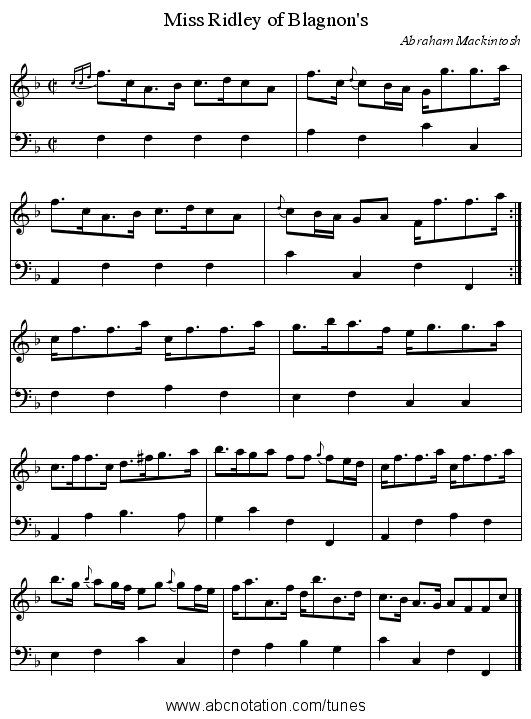 Miss Ridley of Blagnon's - staff notation