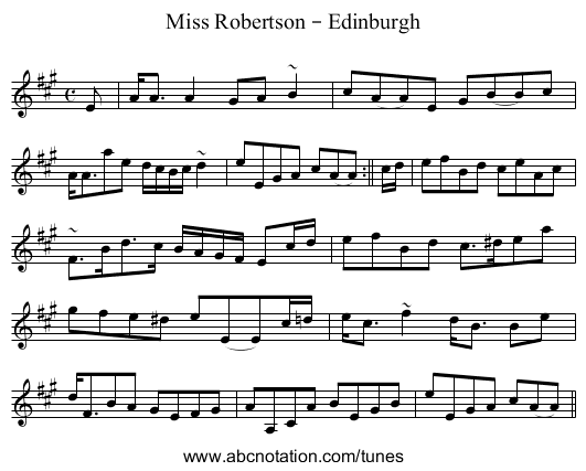 Miss Robertson – Edinburgh - staff notation