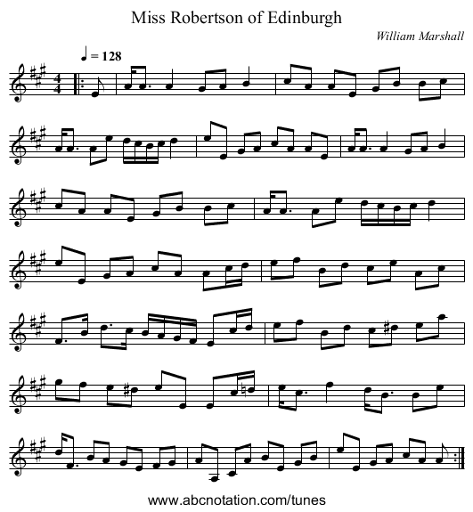 Miss Robertson of Edinburgh - staff notation