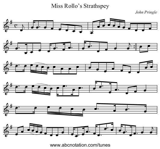 Miss Rollo’s Strathspey - staff notation
