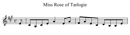 Miss Rose of Tarlogie - staff notation