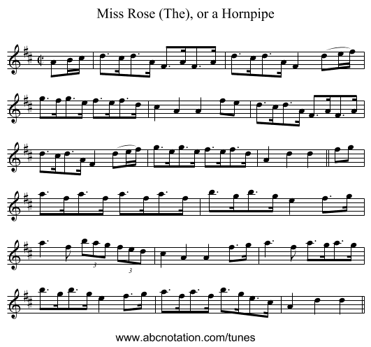 Miss Rose (The), or a Hornpipe - staff notation