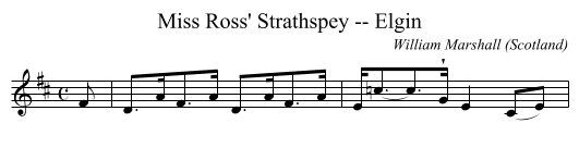 Miss Ross' Strathspey -- Elgin - staff notation