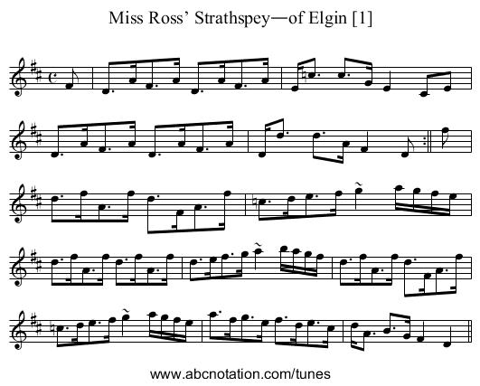 Miss Ross’ Strathspey—of Elgin [1] - staff notation