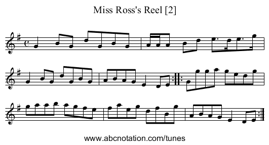Miss Ross's Reel [2] - staff notation