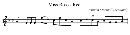 Miss Ross's Reel - staff notation