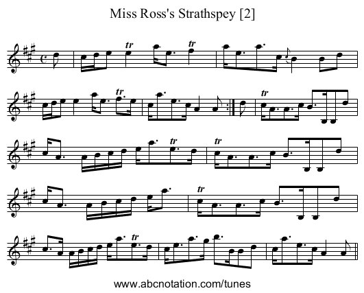 Miss Ross's Strathspey [2] - staff notation