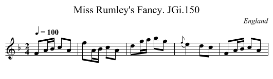 Miss Rumley's Fancy. JGi.150 - staff notation