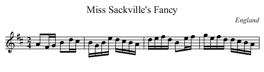 Miss Sackville's Fancy - staff notation