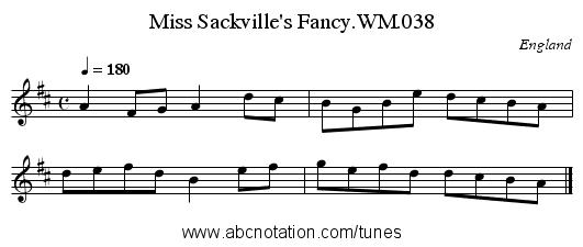 Miss Sackville's Fancy.WM.038 - staff notation