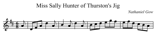 Miss Sally Hunter of Thurston's Jig - staff notation