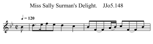 Miss Sally Surman's Delight.    JJo5.148 - staff notation