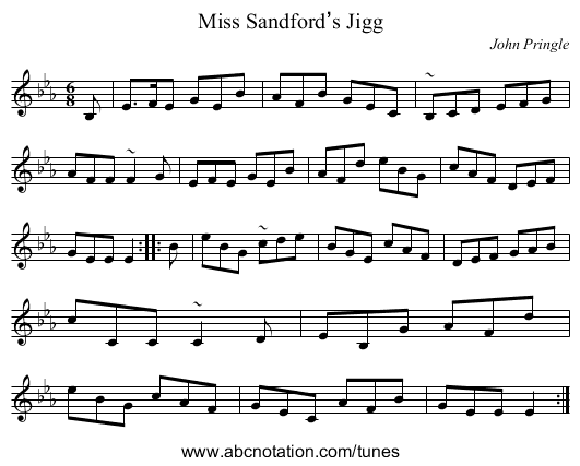 Miss Sandford’s Jigg - staff notation