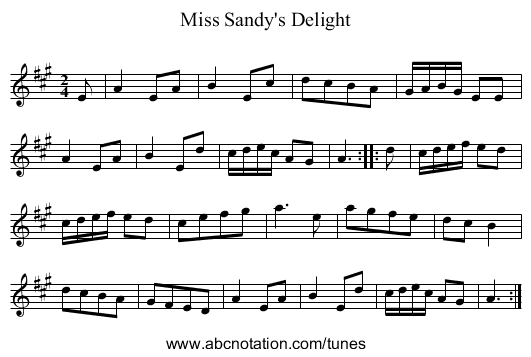 Miss Sandy's Delight - staff notation