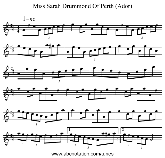Miss Sarah Drummond Of Perth (Ador) - staff notation