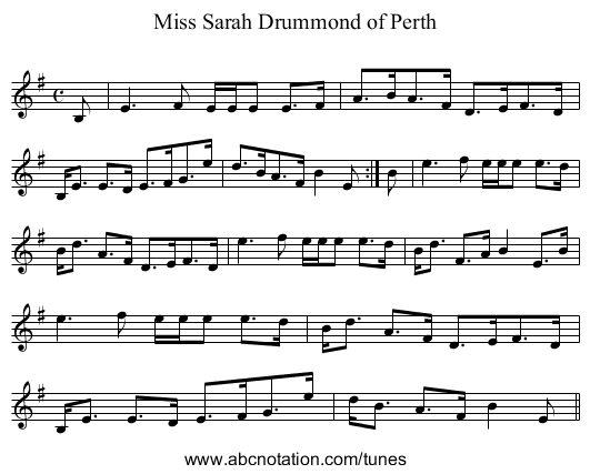 Miss Sarah Drummond of Perth - staff notation