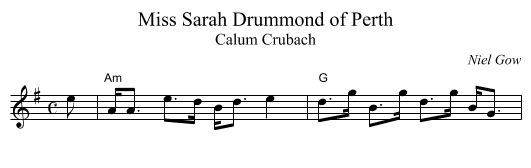 Miss Sarah Drummond of Perth - staff notation