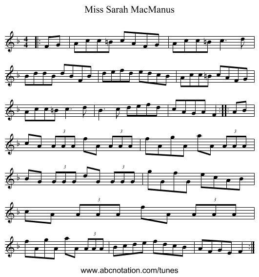 Miss Sarah MacManus - staff notation