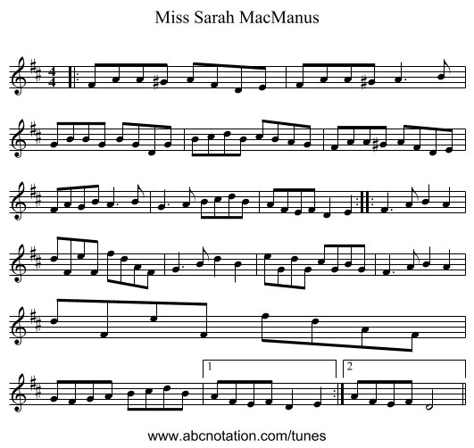 Miss Sarah MacManus - staff notation