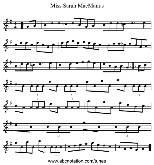 Miss Sarah MacManus - staff notation