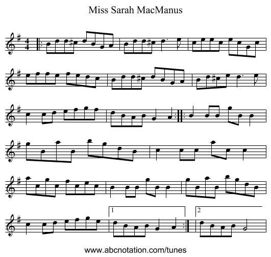Miss Sarah MacManus - staff notation