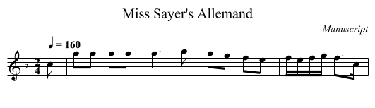 Miss Sayer's Allemand - staff notation