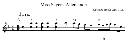 Miss Sayers' Allemande - staff notation