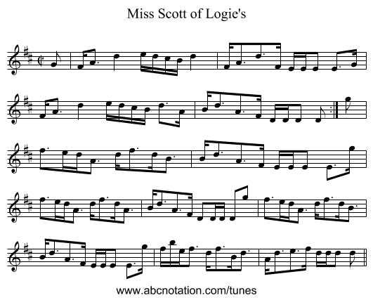 Miss Scott of Logie's - staff notation
