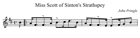 Miss Scott of Sinton's Strathspey - staff notation