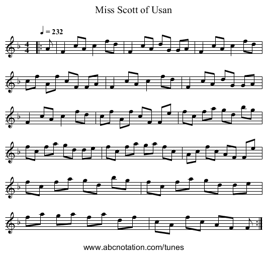 Miss Scott of Usan - staff notation
