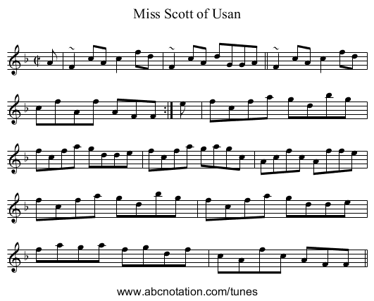 Miss Scott of Usan - staff notation