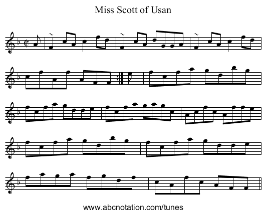 Miss Scott of Usan - staff notation