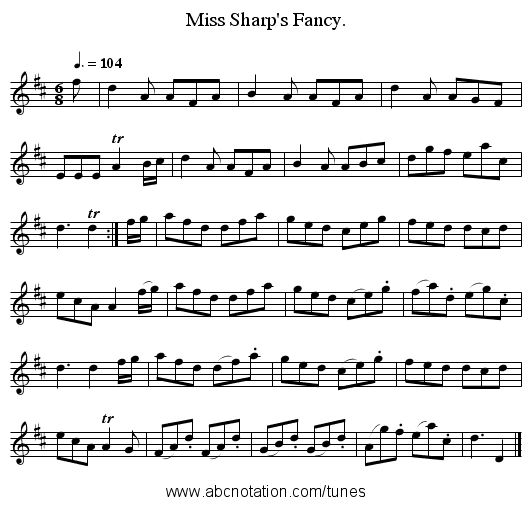 Miss Sharp's Fancy. - staff notation