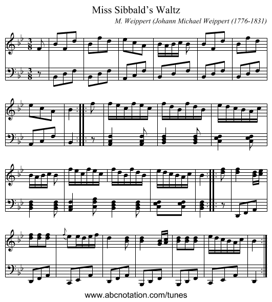 Miss Sibbald’s Waltz - staff notation