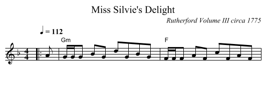 Miss Silvie's Delight - staff notation