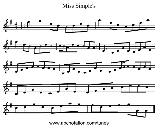 Miss Simple's - staff notation