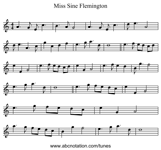 Miss Sine Flemington - staff notation