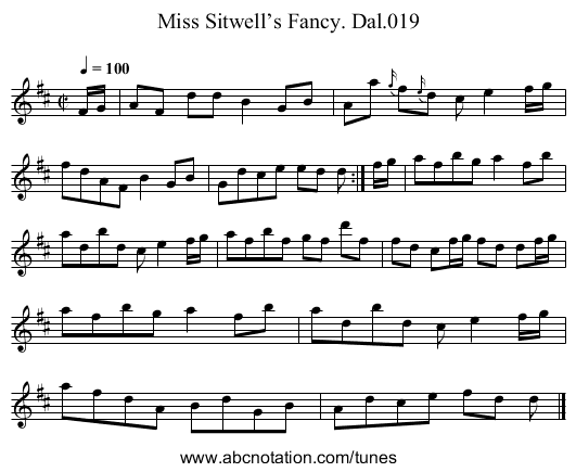 Miss Sitwell’s Fancy. Dal.019 - staff notation