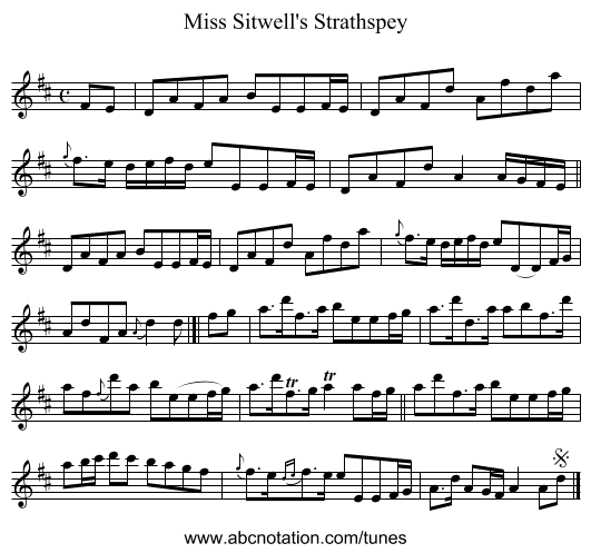 Miss Sitwell's Strathspey - staff notation