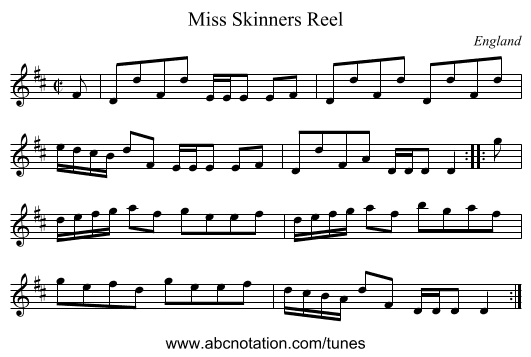 Miss Skinners Reel - staff notation