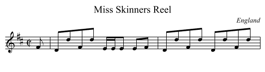 Miss Skinners Reel - staff notation