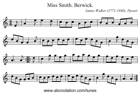 Miss Smith. Berwick. - staff notation
