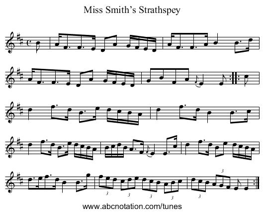 Miss Smith’s Strathspey - staff notation