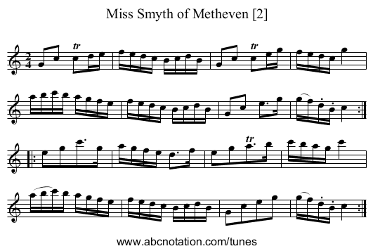 Miss Smyth of Metheven [2] - staff notation