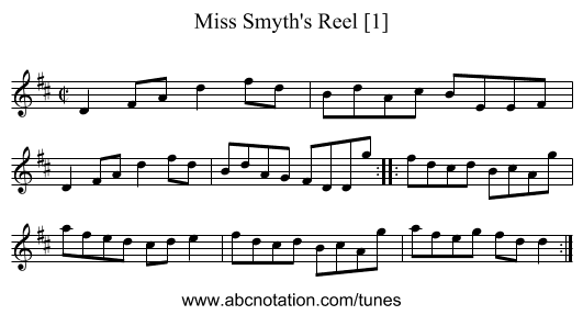 Miss Smyth's Reel [1] - staff notation