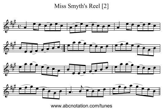 Miss Smyth's Reel [2] - staff notation