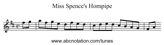 Miss Spence's Hornpipe - staff notation