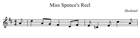 Miss Spence's Reel - staff notation