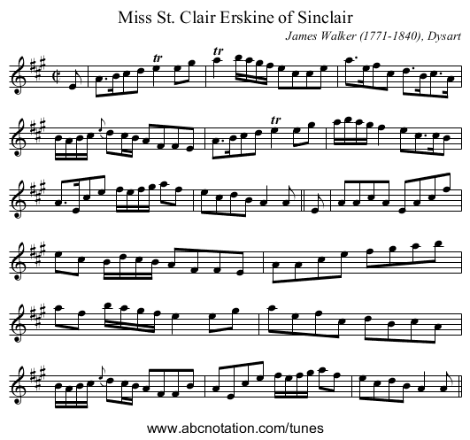 Miss St. Clair Erskine of Sinclair - staff notation